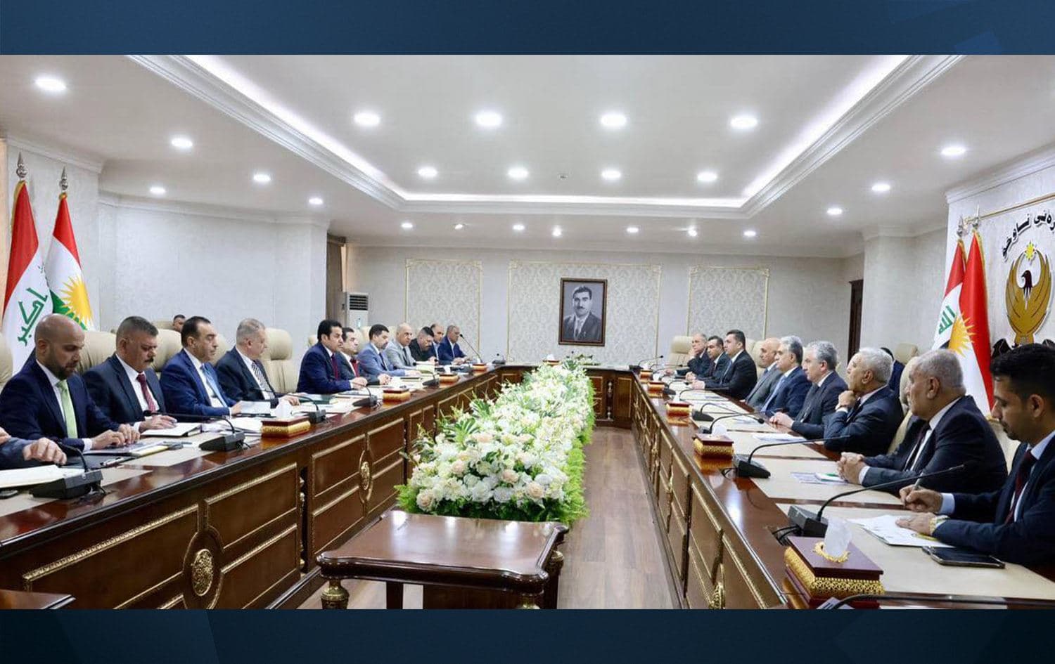 Iraqi (left) and Kurdish (right) security delegations meeting in Erbil on June 4, 2024. Photo: Qasim al-Araji/Facebook