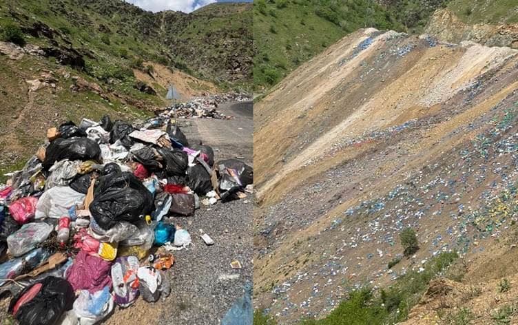 Etrafa saçılan çöplerden görüntü. / Rûdaw