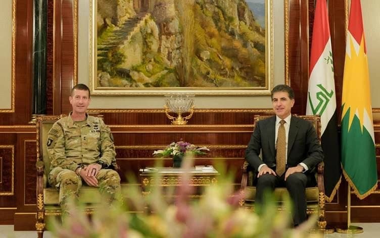 Kürdistan Bölgesi Başkanı Neçirvan Barzani, General Joel Vaul’u kabul etti /Rûdaw