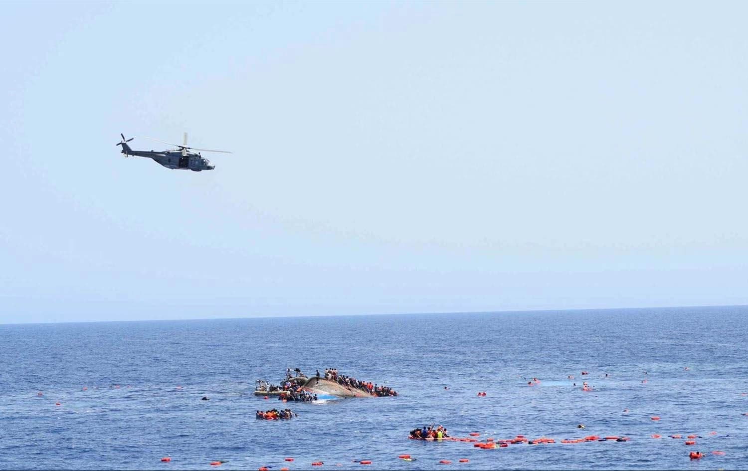 A migrant boat capsized in the Mediterranean off the Libyan coast. File photo: AFP