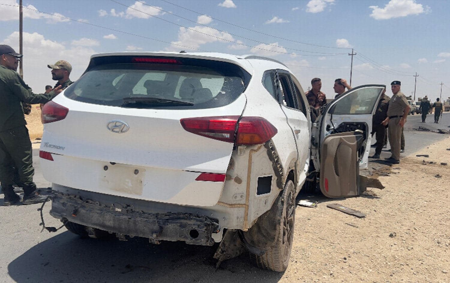 The vehicle targeted by a suspected Turkish drone on July 8, 2024. Photo: Rojnews