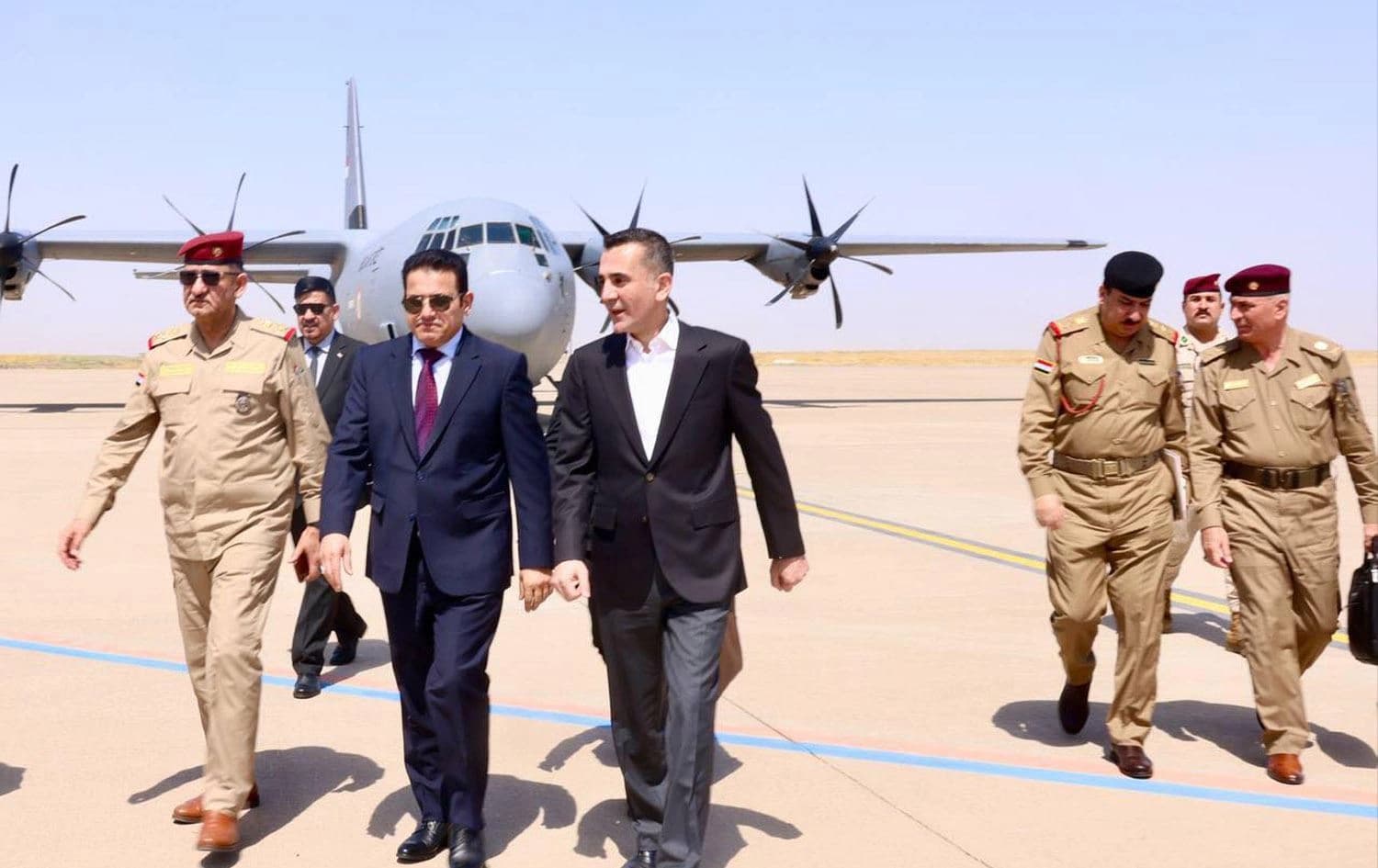 Iraqi National Security Advisor Qasim al-Araji (center left) after arriving in Erbil on July 11, 2024. Photo: Qasim al-Araji/Facebook