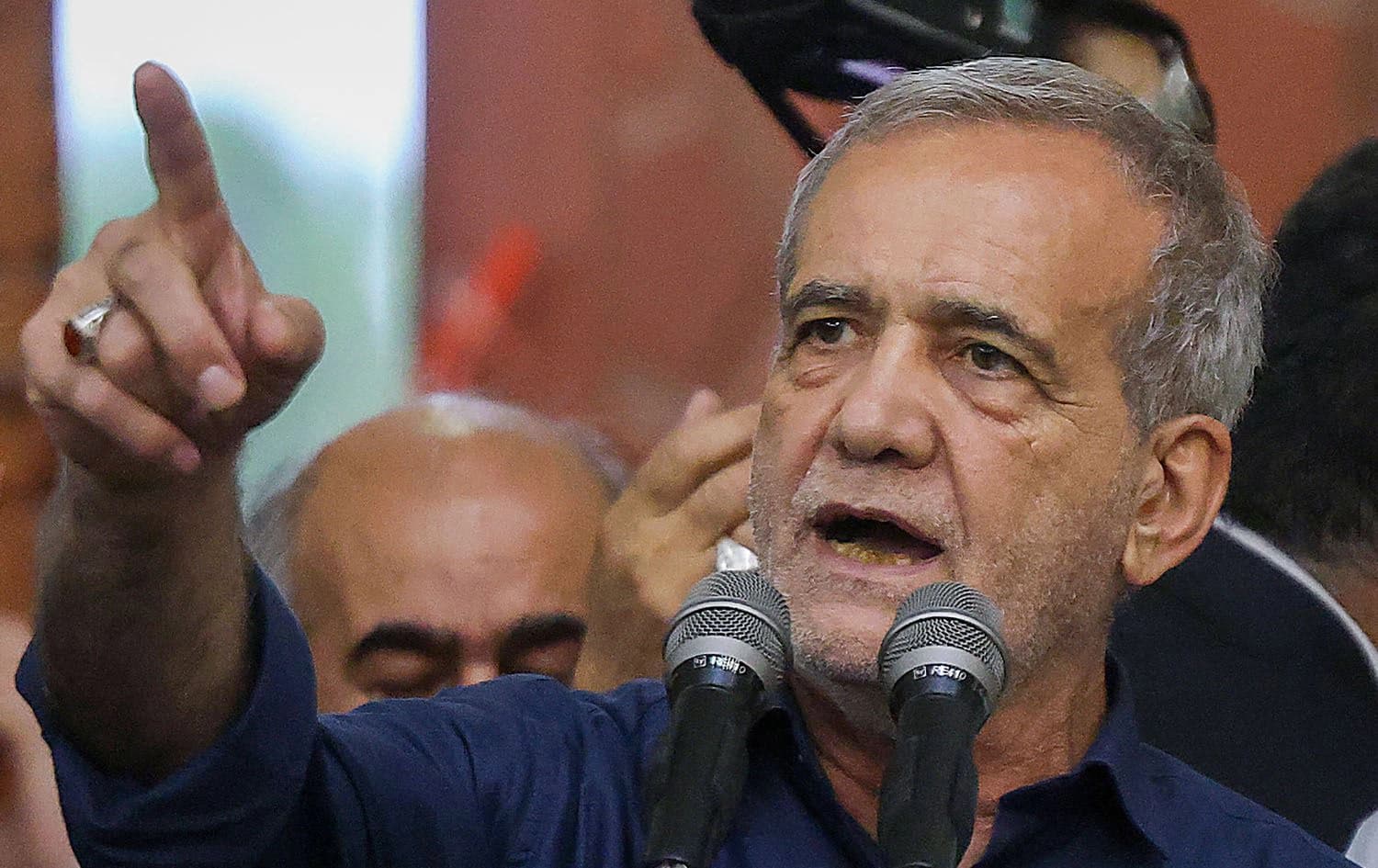 Iranian President-elect Masoud Pezeshkian speaks during a visit to the shrine of the Islamic Republic's founder Ayatollah Ruhollah Khomeini in Tehran on July 6, 2024. Photo: ATTA KENARE / AFP