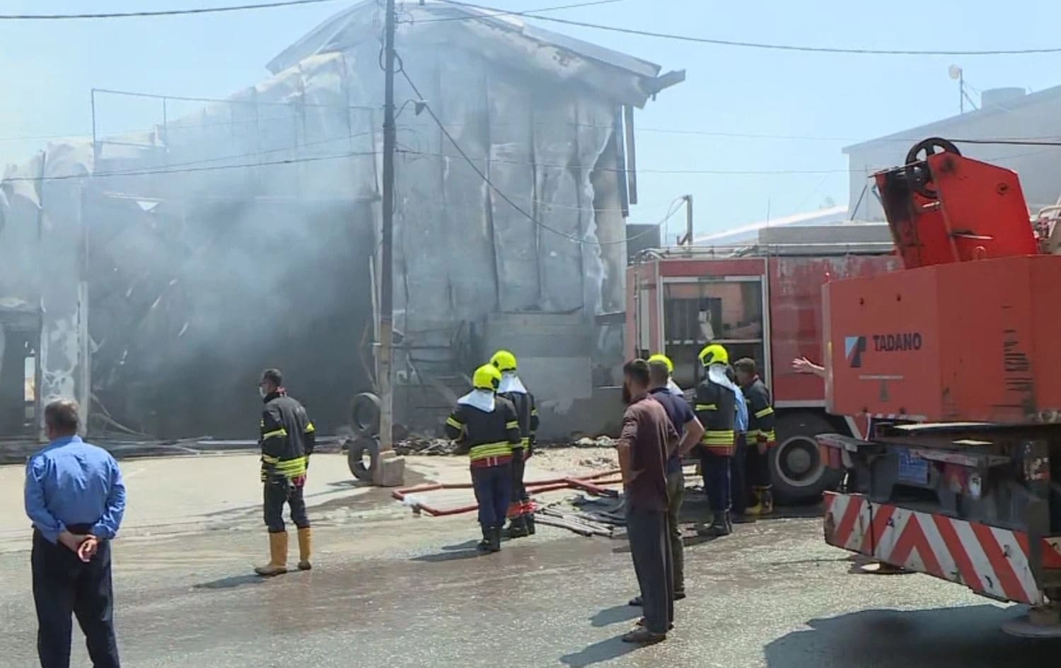 The aftermath of the fire that engulfed two storage units in Sulaimani's industrial area on July 19, 2024. Photo: Rudaw/screengrab