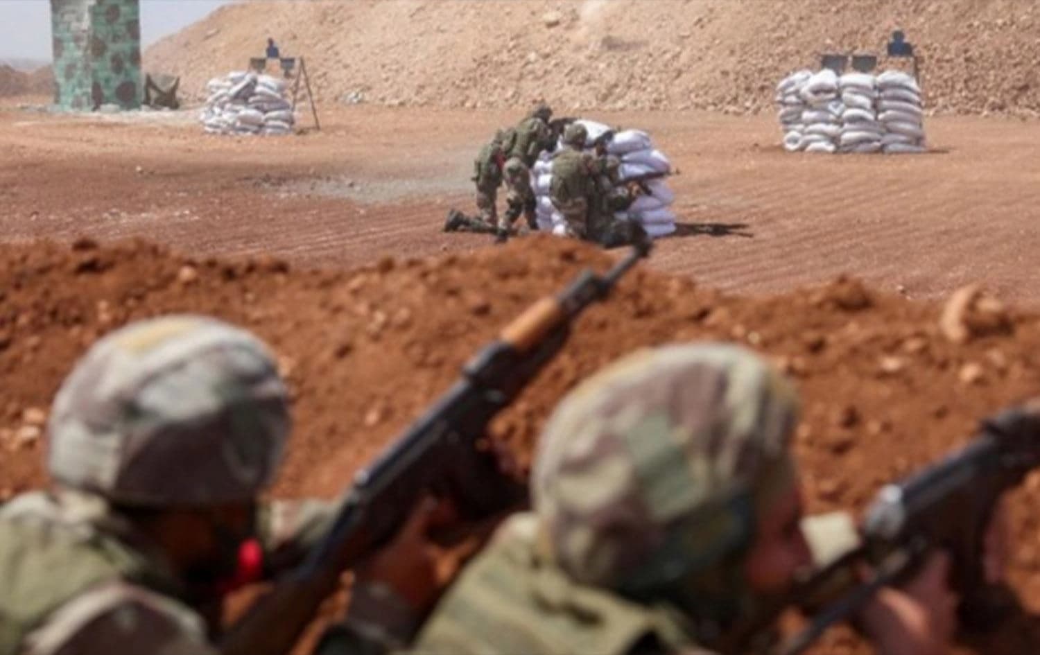 Turkey-backed Syrian fighters take part in a military training near the town of Marea, in the rebel-controlled northern part of Syria's Aleppo province, on August 29, 2023. Photo: Omar Haj Kadour/AFP