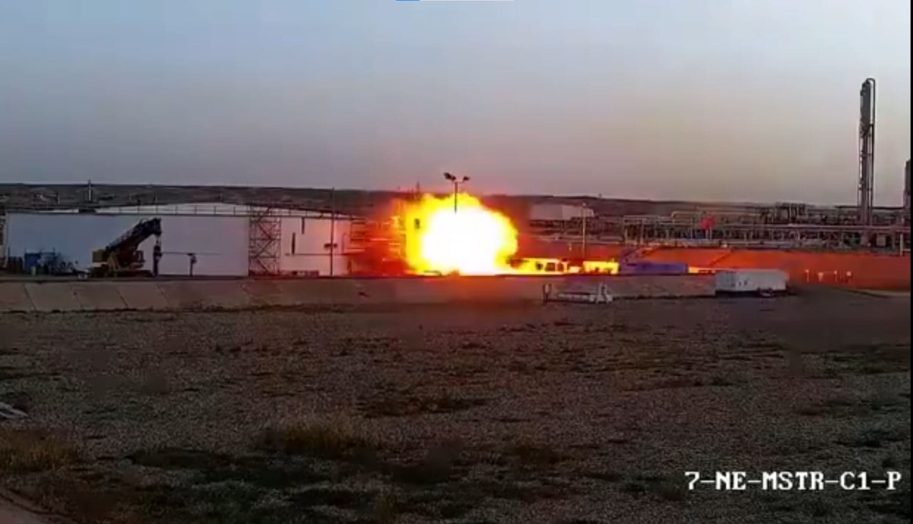 The moment a drone hit Khor Mor gas field on April 26, 2024. Photo: handout 