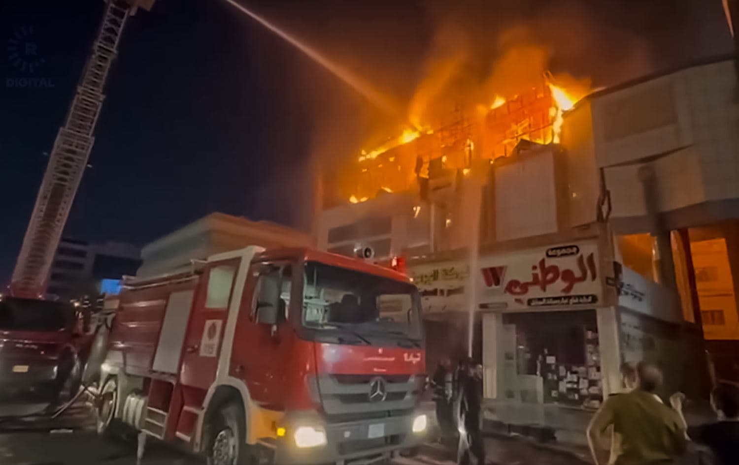 Civil defense teams trying to control hotel fire on July 26, 2024. Photo: subimtted 