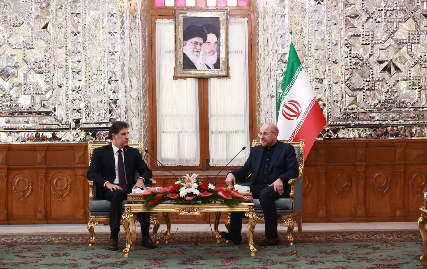 Kurdistan Region President Nechirvan Barzani and Iranian Speaker of Parliament Mohammad Bagher Ghalibaf meeting in Tehran on July 31, 2024. Photo: Office of President Barzani