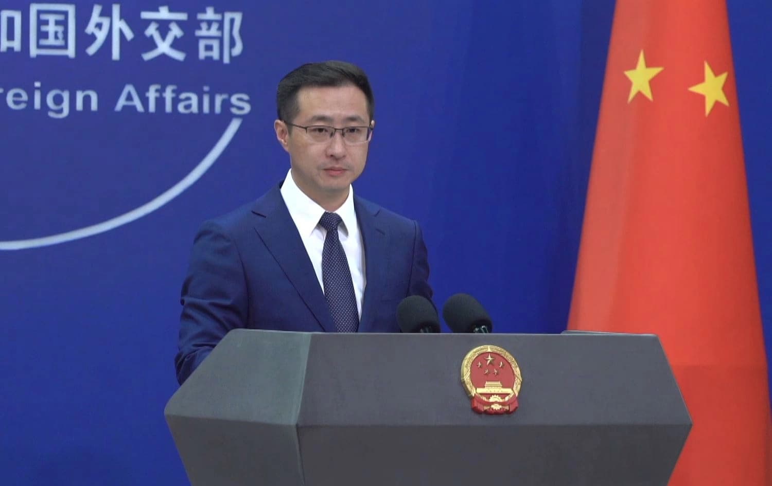 Chinese Foreign Ministry Spokesperson Lin Jian speaks during a briefing on August 1, 2024. Photo: Mahdi Faraj /Rudaw