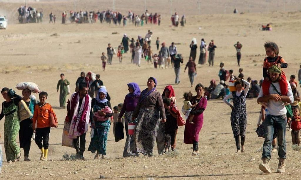 Yazidis fleeing Shingal in the face of ISIS attack in August 2024. Photo: via Nadiasinitiative