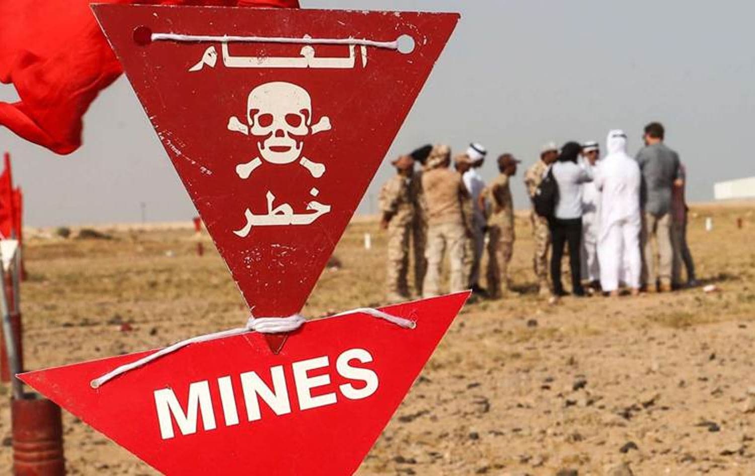 A sign warning of mines. Photo: AFP