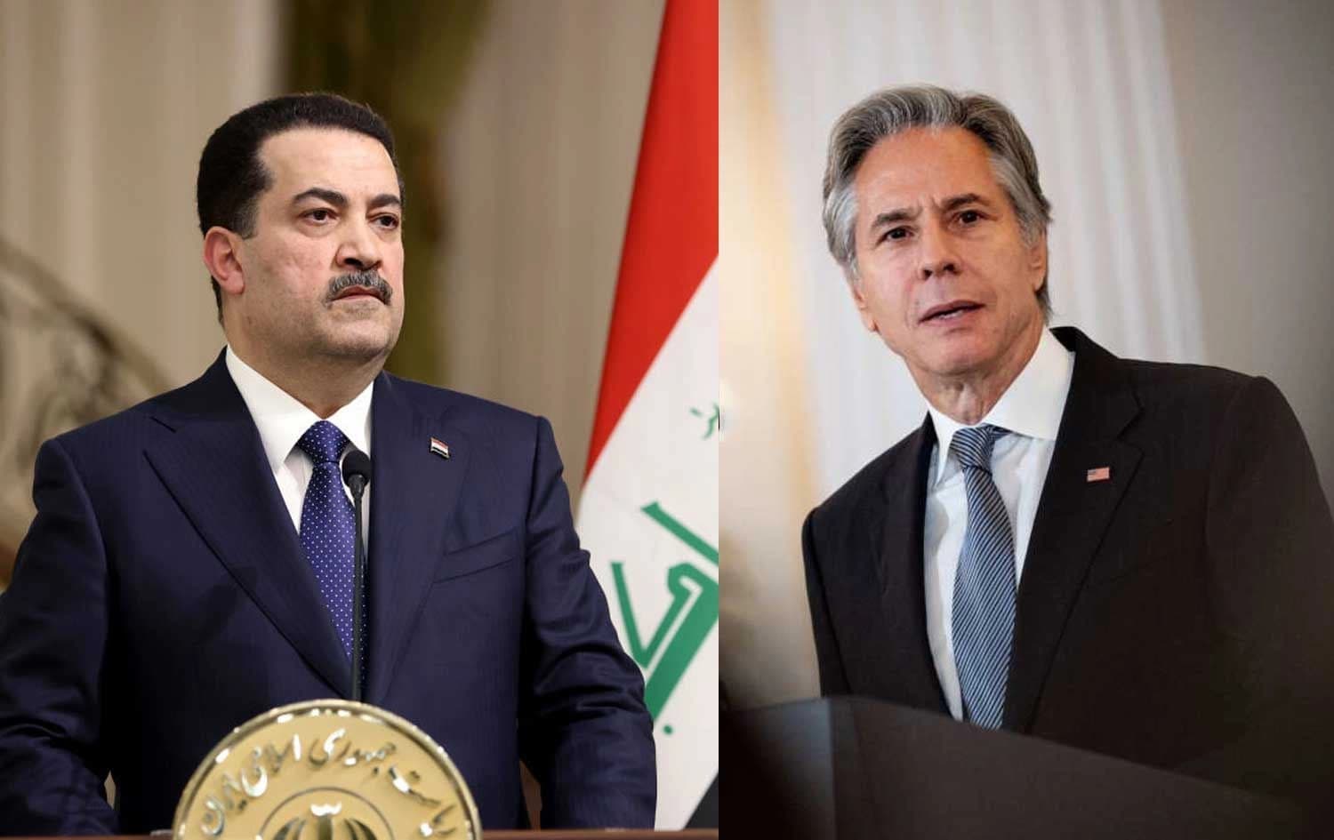 From left: Iraqi Prime Minister Mohammed Shia’ al-Sudani and US Secretary of State Antony Blinken. Photos: Handout