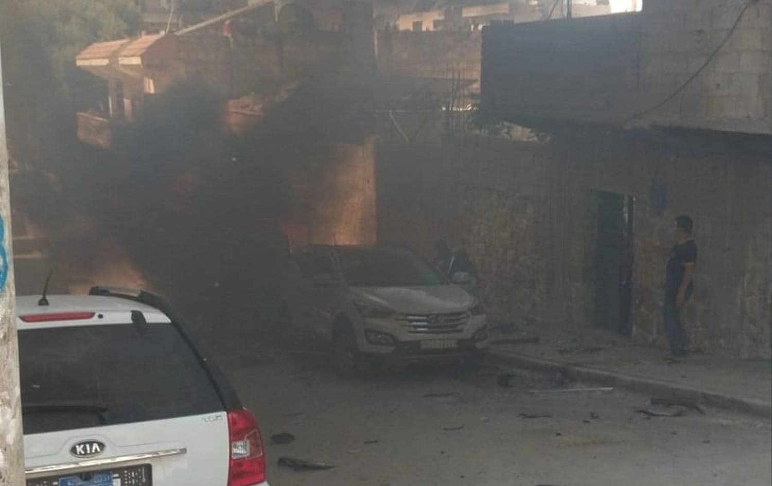 The aftermath of the explosion in Afrin on August 14, 2024. Photo: SOHR