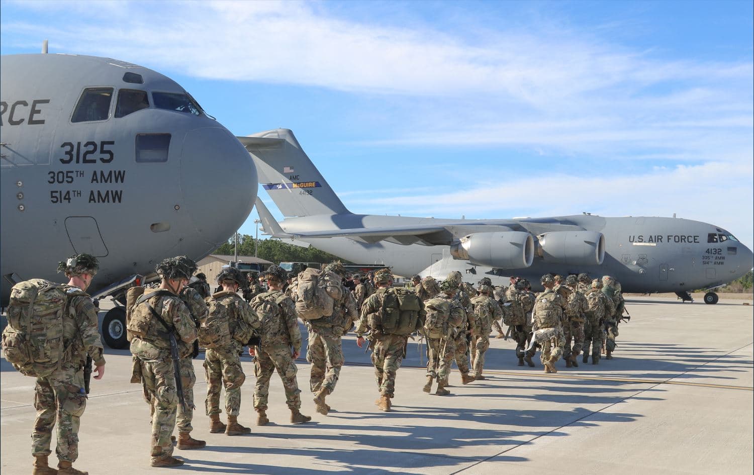 US army paratroopers deployed from Pope Army Airfield, North Carolina on January 1, 2020. Photo: AFP/Robyn J. Haake
