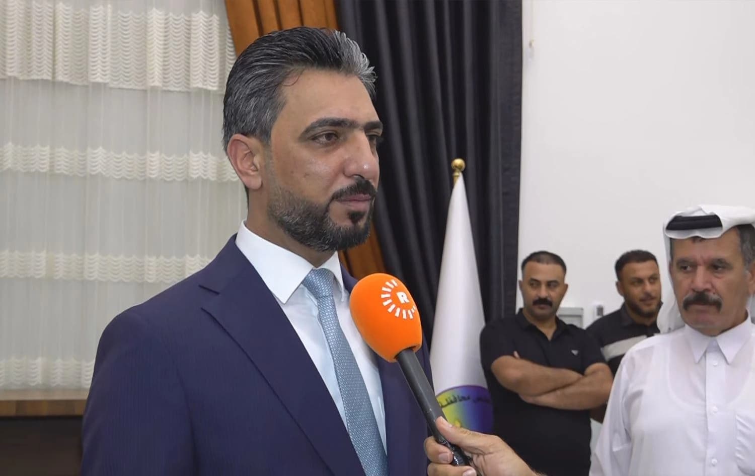 Mohammed Ibrahim al-Hafidh, the newly-appointed Kirkuk provincial council chief, speaking to Rudaw on August 18, 2024. Photo: Rudaw/screengrab