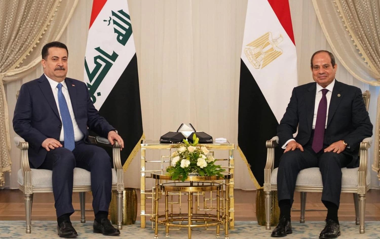 Iraqi Prime Minister Mohammed Shia’ al-Sudani visited Egypt, where he emphasized a "deep and strategic relationship" during a meeting with President Abdel Fattah al-Sisi on Tuesday. Photo: Sudani's office
