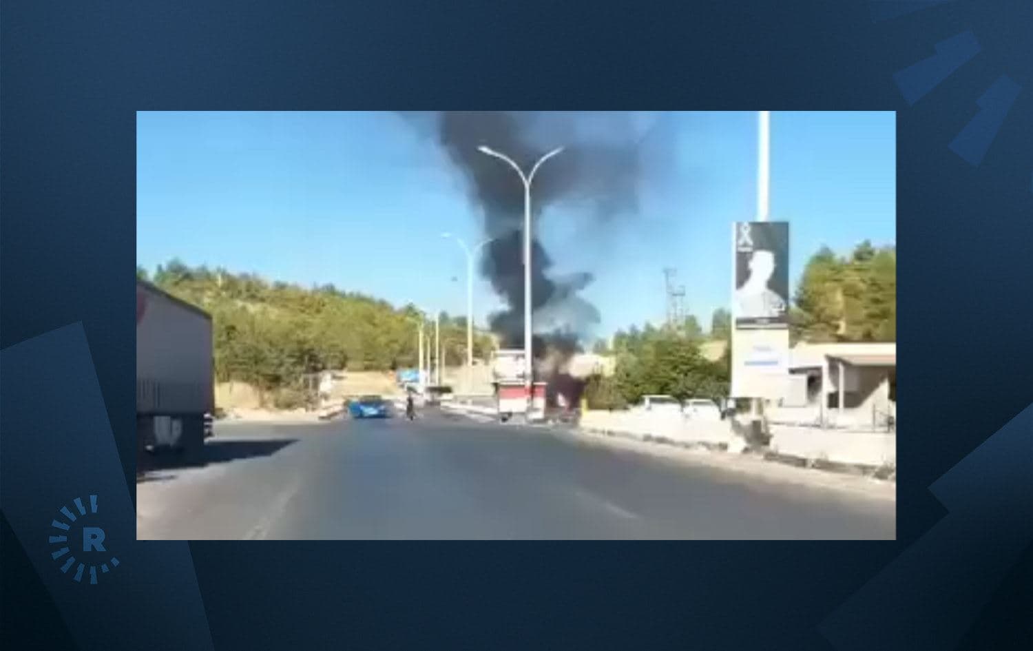 Aftermath of a strike on a car as it traveled through the Damascus-Beirut road on August 28, 2024. Photo: Rudaw