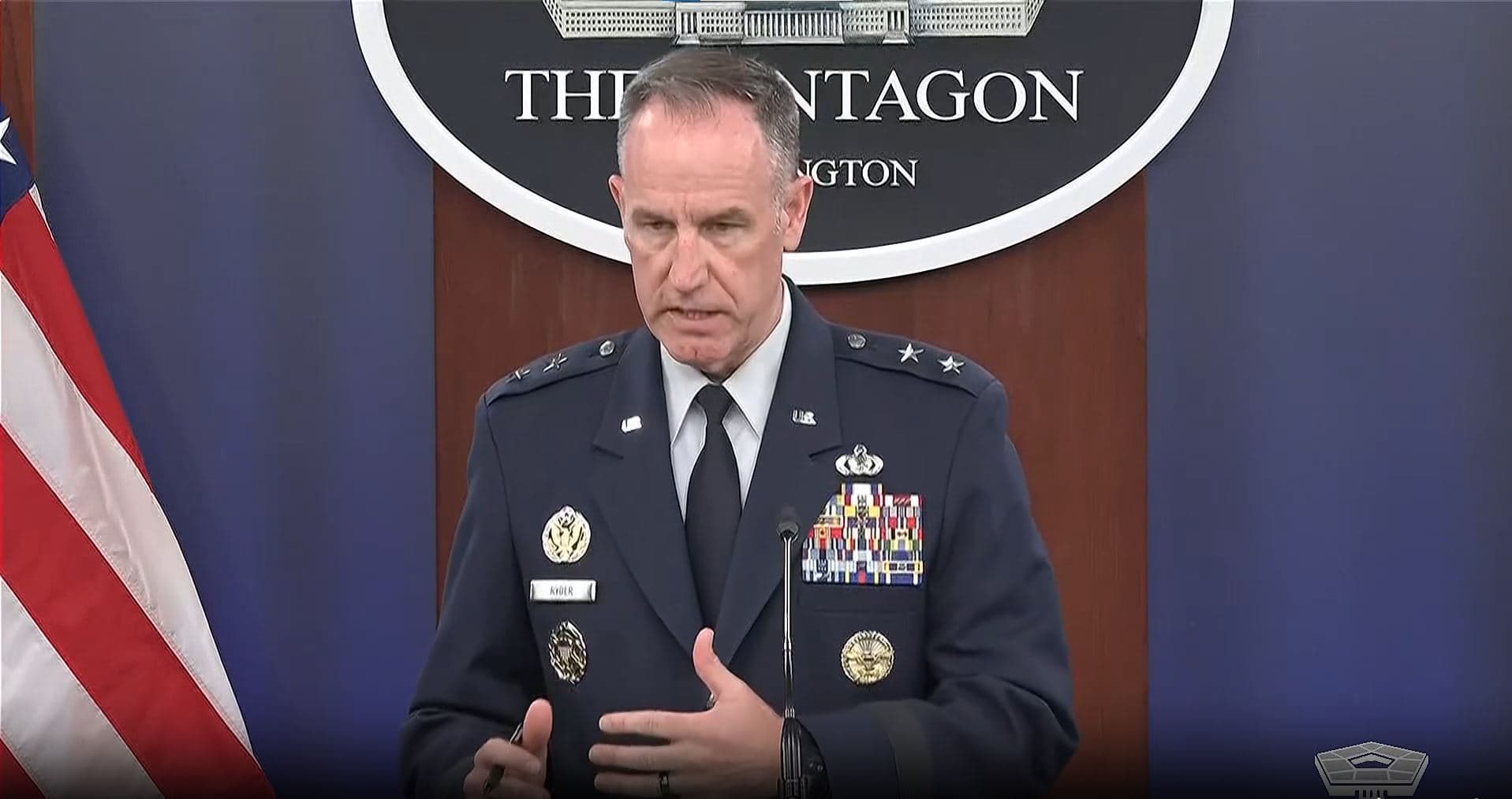US Air Force Major General Pat Ryder briefs reporters at the Pentagon on September 3, 2024. Photo: Rudaw/screengrab
