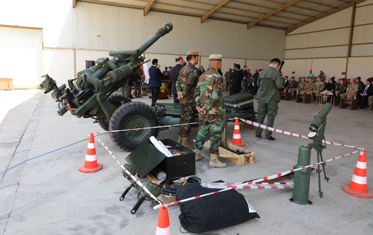 Artillery delivered to Peshmerga forces in a ceremony in Erbil on August 6, 2024. Photo: USCG Erbil