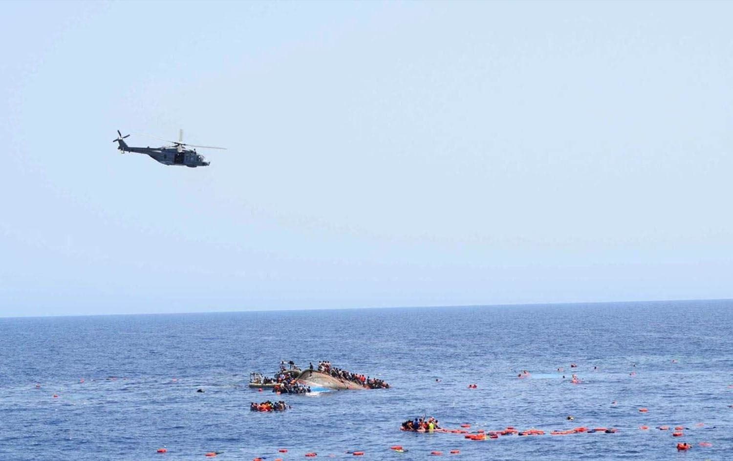 A migrant boat capsized in the Mediterranean. File photo: AFP