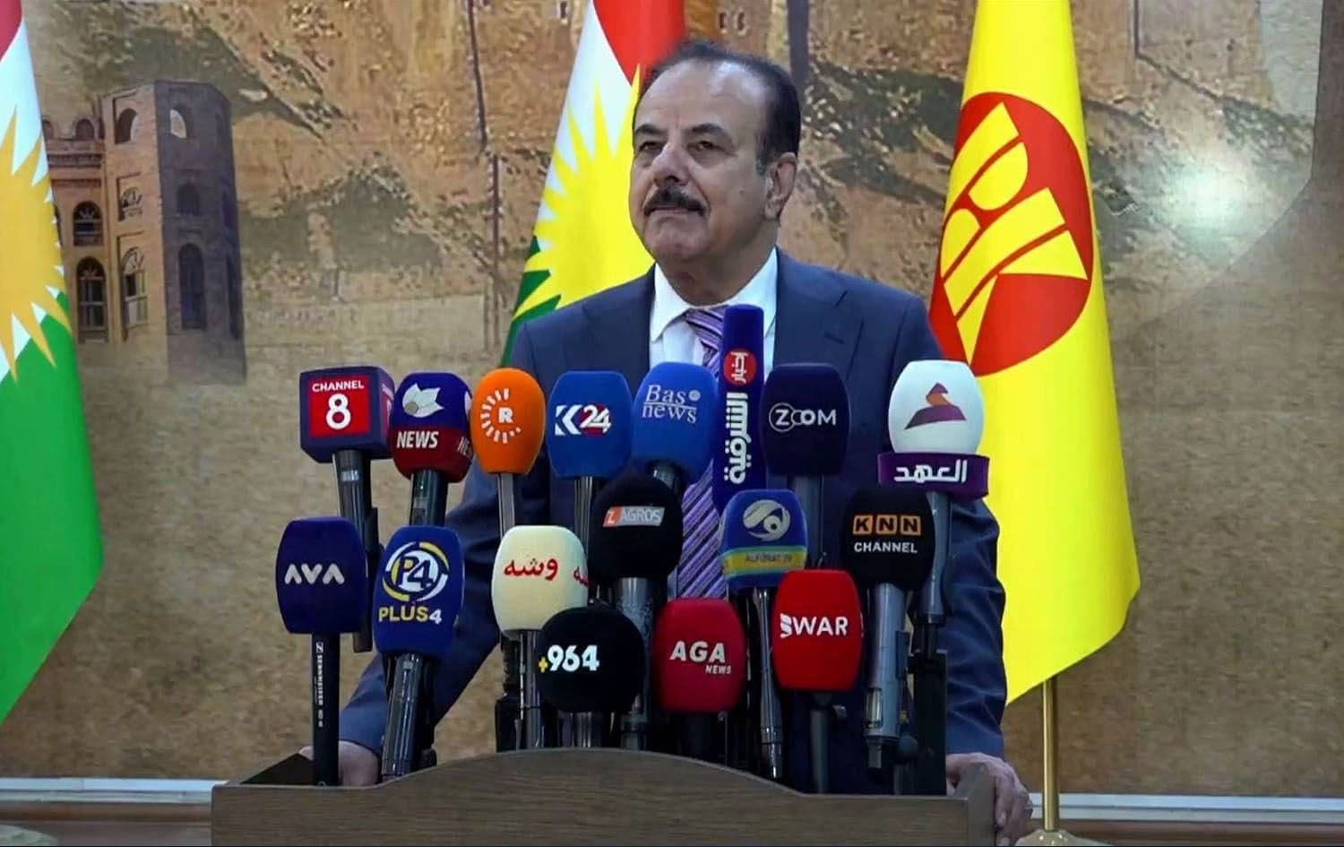 Mohammed Kamal, head of the KDP office in Kirkuk, speaking during a press conference on September 23, 2024. Photo: Rudaw