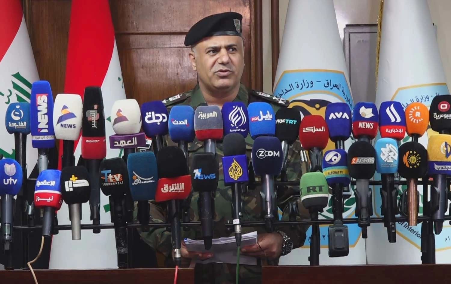 Miqdad Miri, Iraq's interior ministry spokesperson, speaking in a press conference in Baghdad on October 5, 2024. Photo: Rudaw