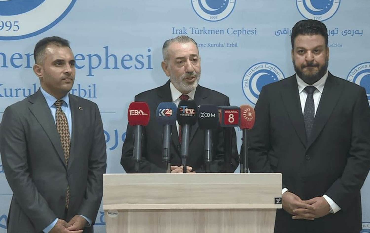 Aydin Maruf, the Kurdistan Regional Government’s (KRG) minister of state for minorities affairs and the The Turkmen Front's head of the electoral list speaking during a press conference in Erbil on October 12, 2024. Photo: Rudaw