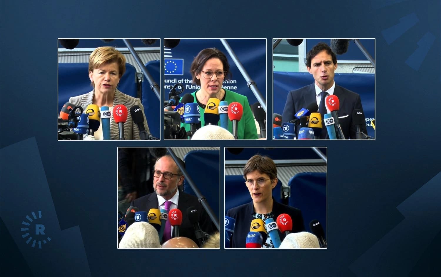 Ministers on the sidelines of the Foreign Affairs Council summit in Luxembourg on October 14, 2024. Photo: Rudaw/screengrabs
