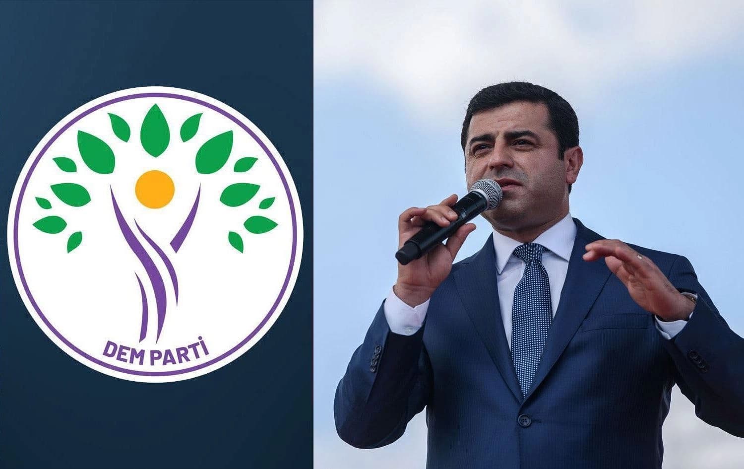 Logoya DEM Partiyê û Selahattîn Demîrtaş / Wêne: Rûdaw Grafîk