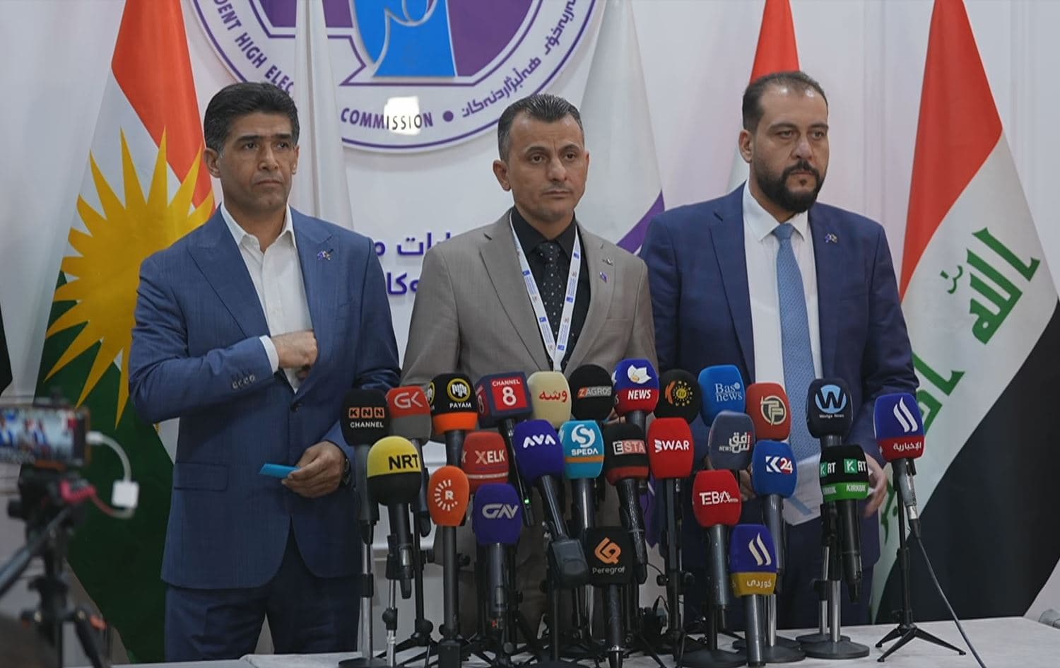 Aisar Yassin, a spokesperson for the Iraqi Independent High Electoral Commission (IHEC), speaking during a press conference in Erbil on October 20, 2024. Photo: Rudaw/screengrab