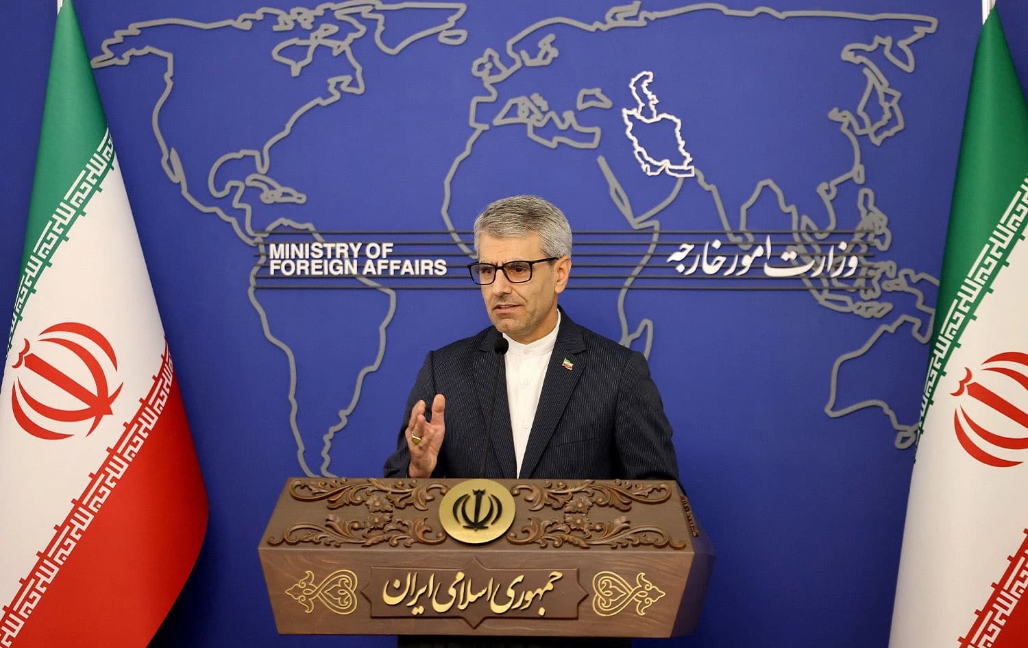 Iran's foreign ministry spokesman Esmaeil Baghaei holds a weekly press conference in Tehran on October 28, 2024. Photo: Atta Kenare/AFP