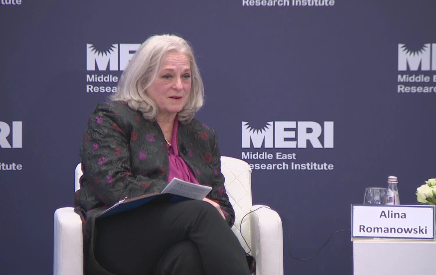 US Ambassador Alina Romanowski speaking at the MERI Forum in Erbil on October 29, 2024. Photo: Rudaw/screengrab