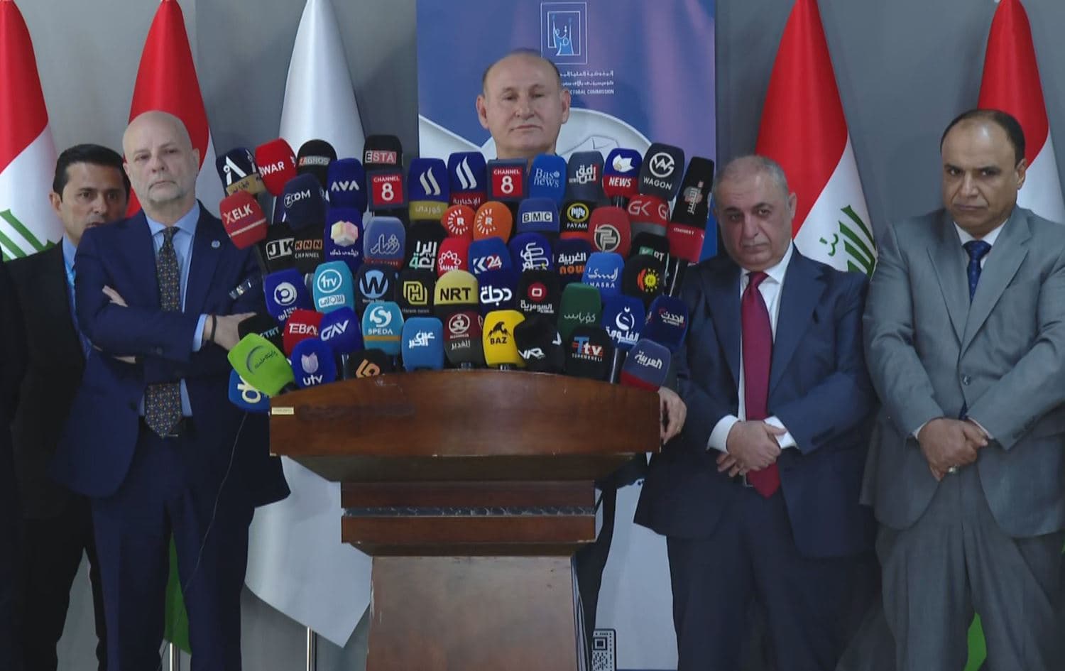 Judge Omar Ahmed, the head of Iraq’s Independent High Electoral Commission (IHEC), spoke at a press conference in Erbil on October 30, 2024. Photo: Rudaw/screengrab