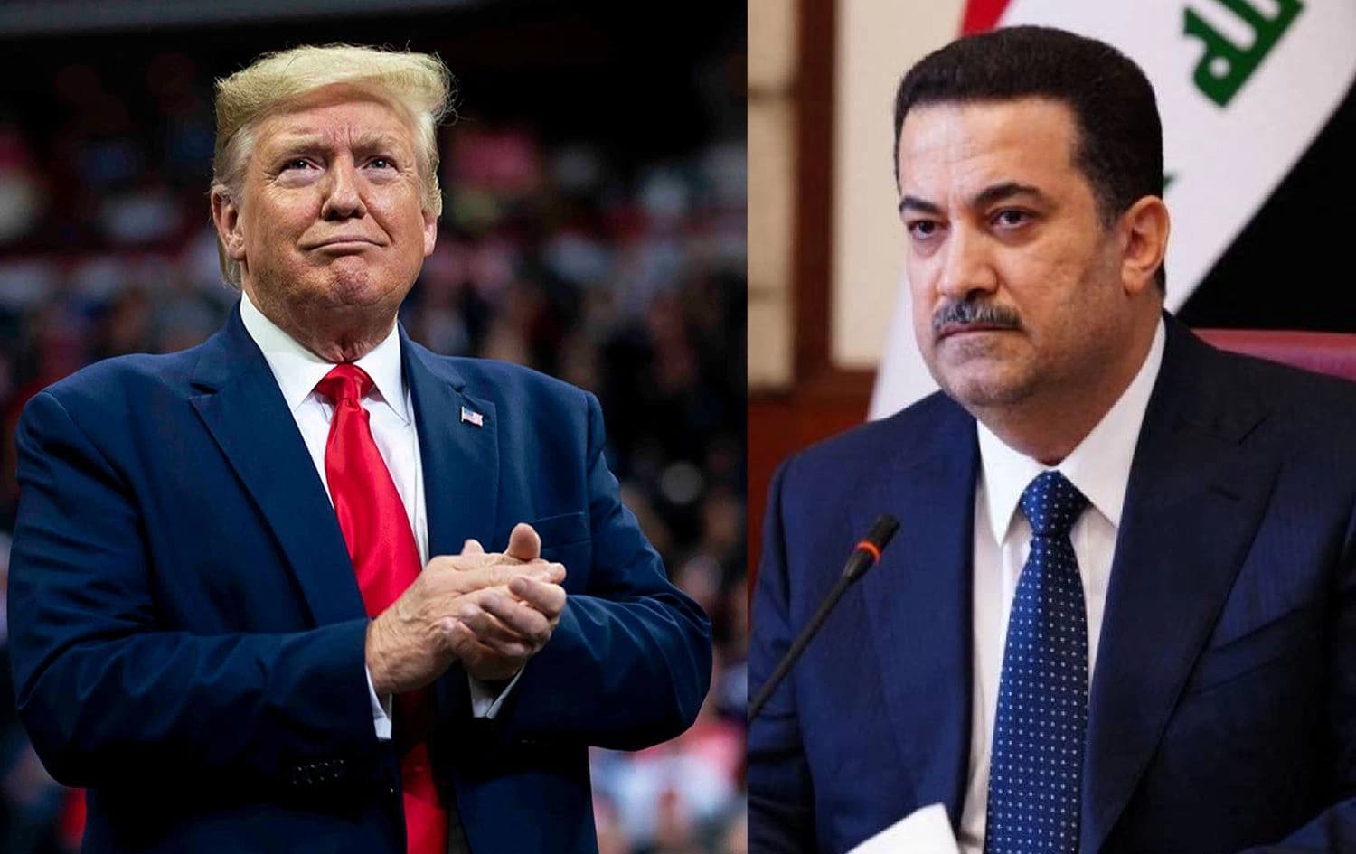 US President-elect Donald Trump (left) and Iraqi PM Mohammed Shia' al-Sudani (right). Graphic: Rudaw