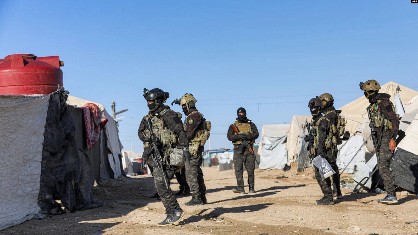 SDF forces search al-Hol camp. Photo: AFP/file 