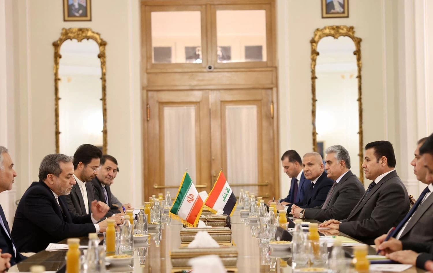 An Iraqi delegation headed by National Security Advisor Qasim al-Araji meeting with Iranian Foreign Minister Abbas Araghchi in Tehran on November 10, 2024. Photo: Araji’s office