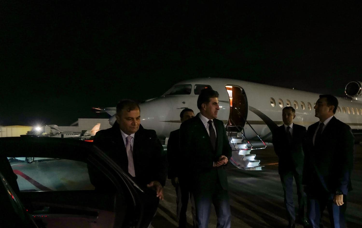 Kurdistan Region President Nechirvan Barzani arriving in Azerbaijan’s capital Baku for COP29 on November 11, 2024. Photo: Office of President Barzani