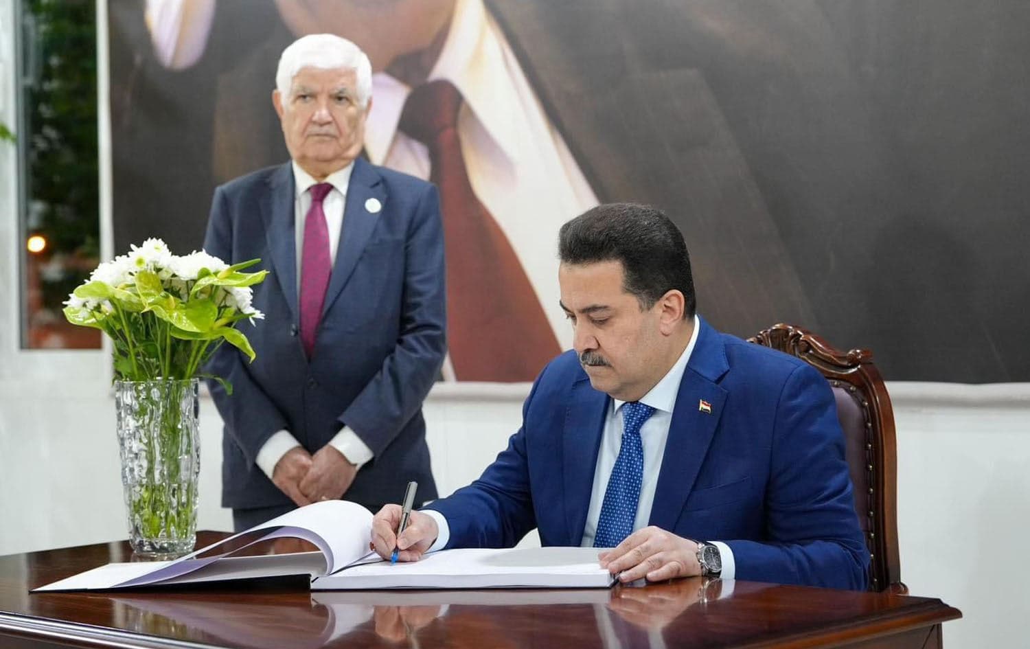Iraqi Prime Minister Mohammed Shia' al-Sudani at the tomb of late Iraqi President Jala Talabani in Sulaimani on November 13, 2024. Photo: PM Sudani's office.