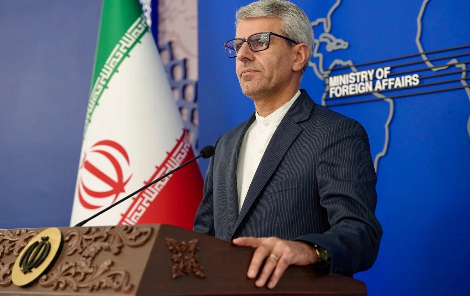 Iranian foreign ministry spokesperson Esmail Baghaei speaking in a presser on November 15, 2024. Photo: Iranian Foreign Ministry/X