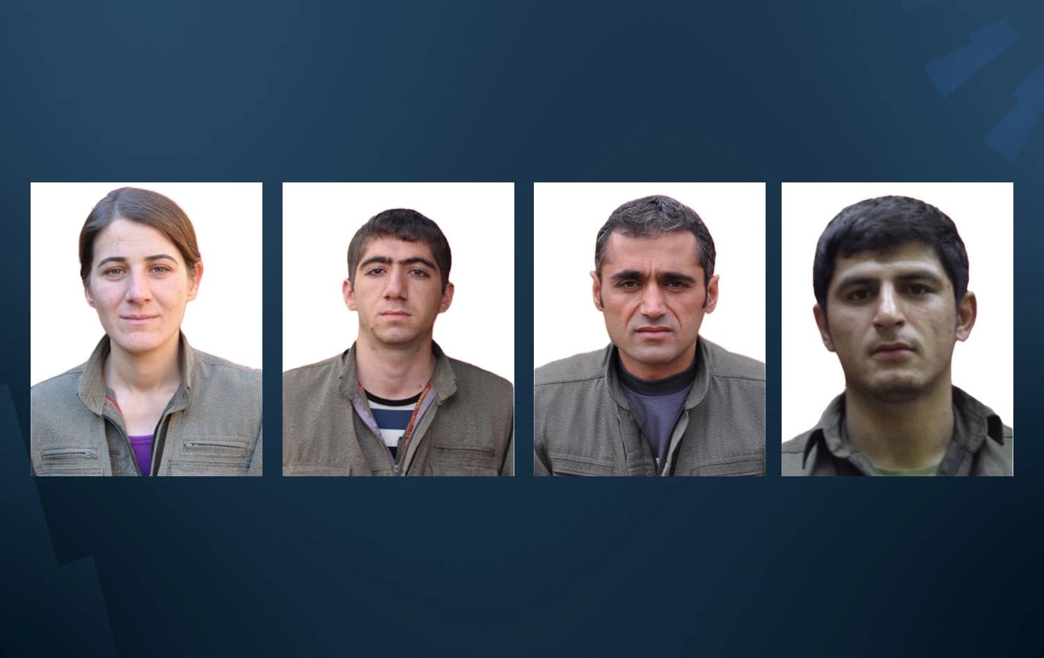 Mizgîn Umut, Xwînrêj Cûdî, Kendal Dêrik û Bager Farqîn (Ji milê çepê ve) Wêne: HPG-Rûdaw Grafîk
