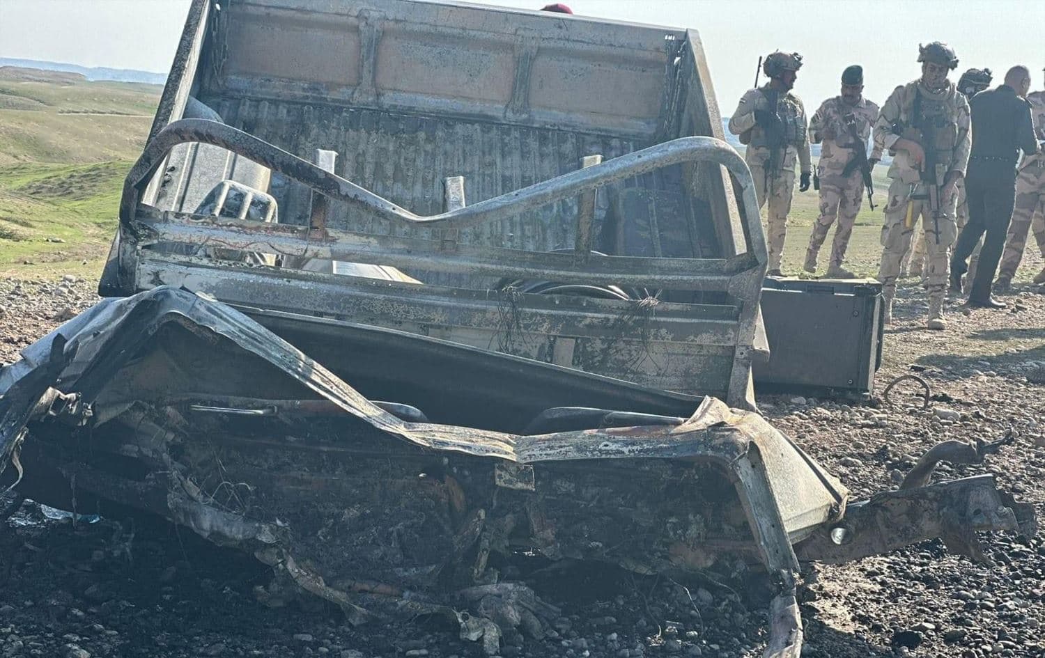 Aftermath of an IED explosion on a joint Iraqi-Kurdish force in Tuz Khurmatu district, Salahadin province on November 17, 2024. Photo: submitted