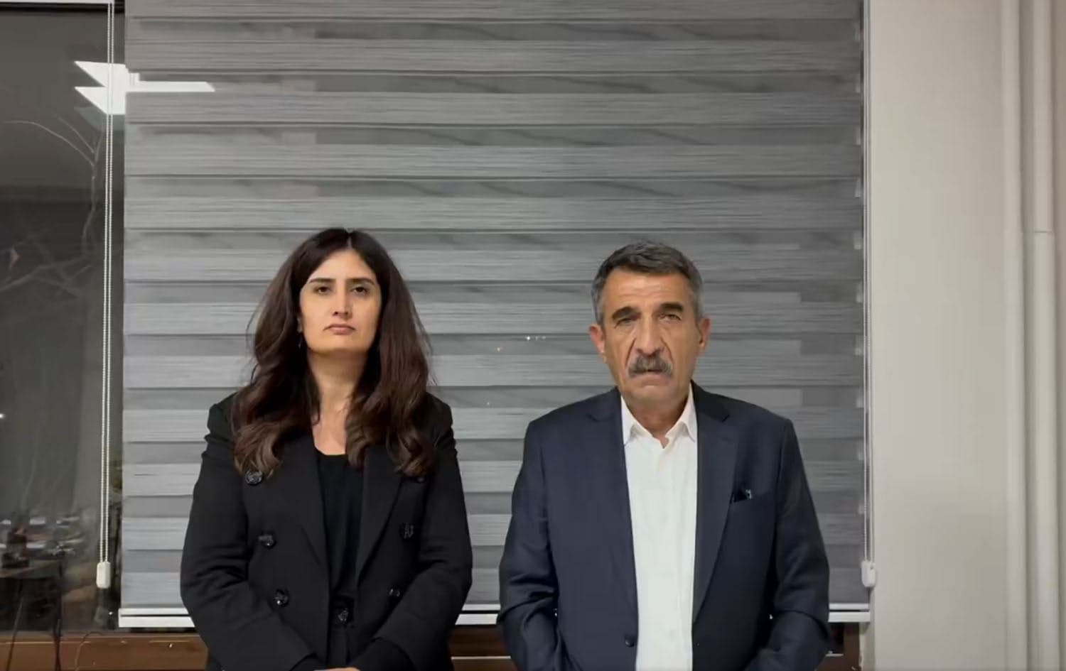 Dersim co-Mayors Birsen Orhan (left) and Cevdet Konak (right) speaking in a video message on November 20, 2024. Photo: Screengrab/Birsen Orhan, X