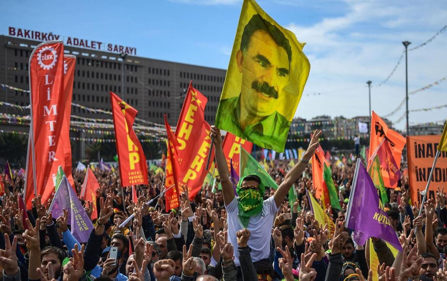 Demonstrators displaying the image of jailed Kurdistan Workers’ Party (PKK) leader Abdullah Ocalan in Istanbul. File photo: Ozan Kose/AFP