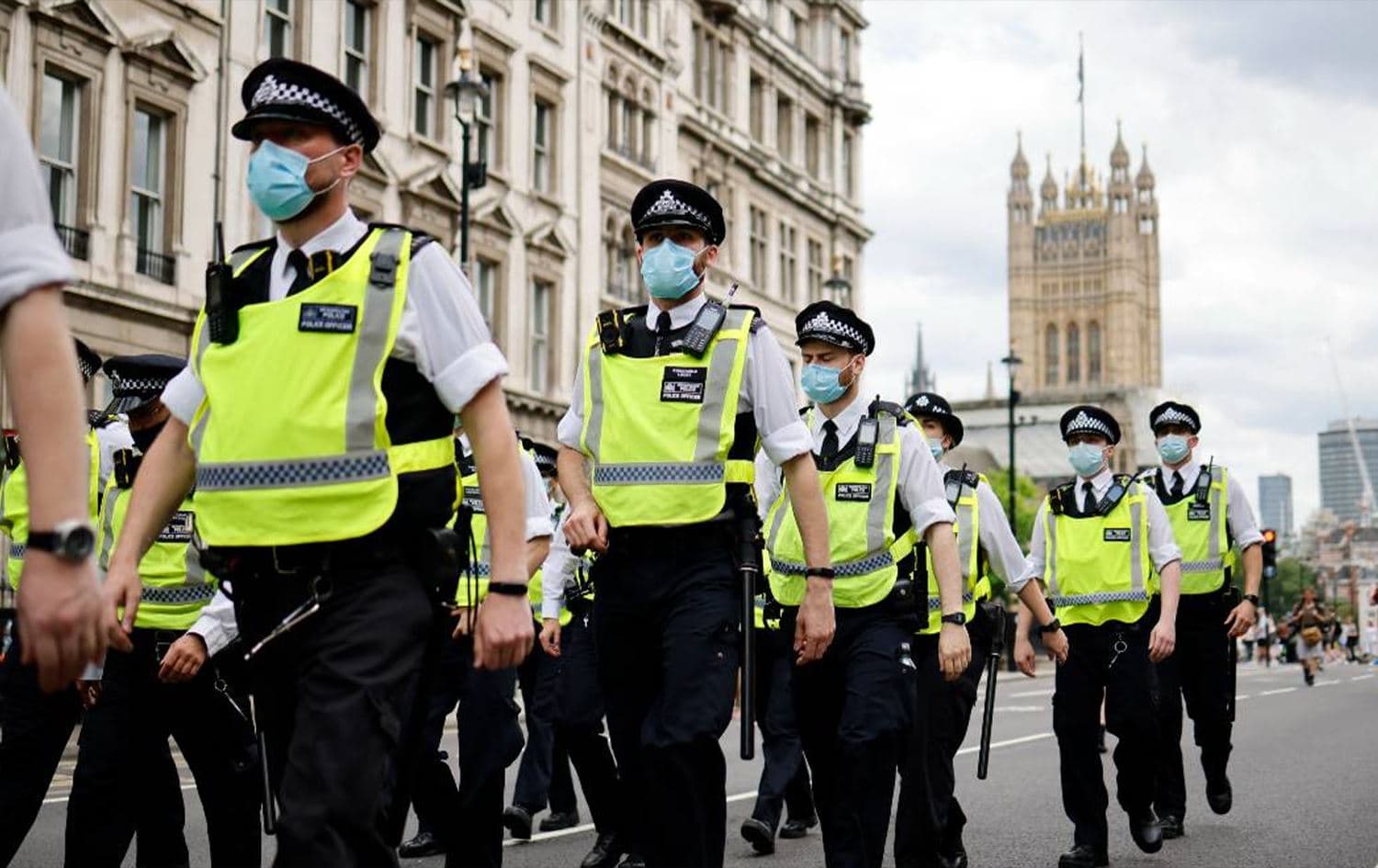 Metropolitan Police officers beside the Westminister Palace in London. Photo: AFP