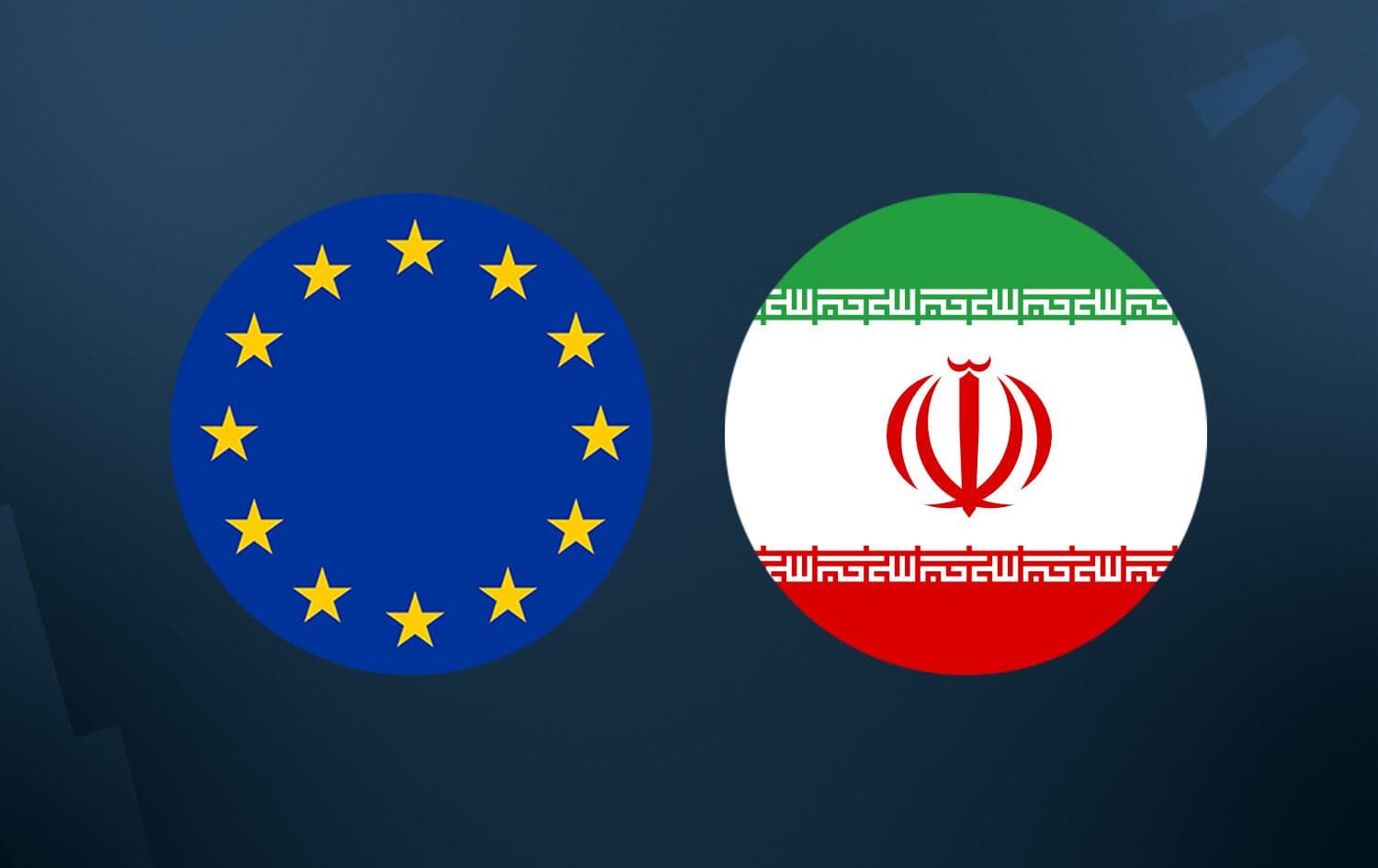 From left: European Union and Iran flags. Graphic: Rudaw 