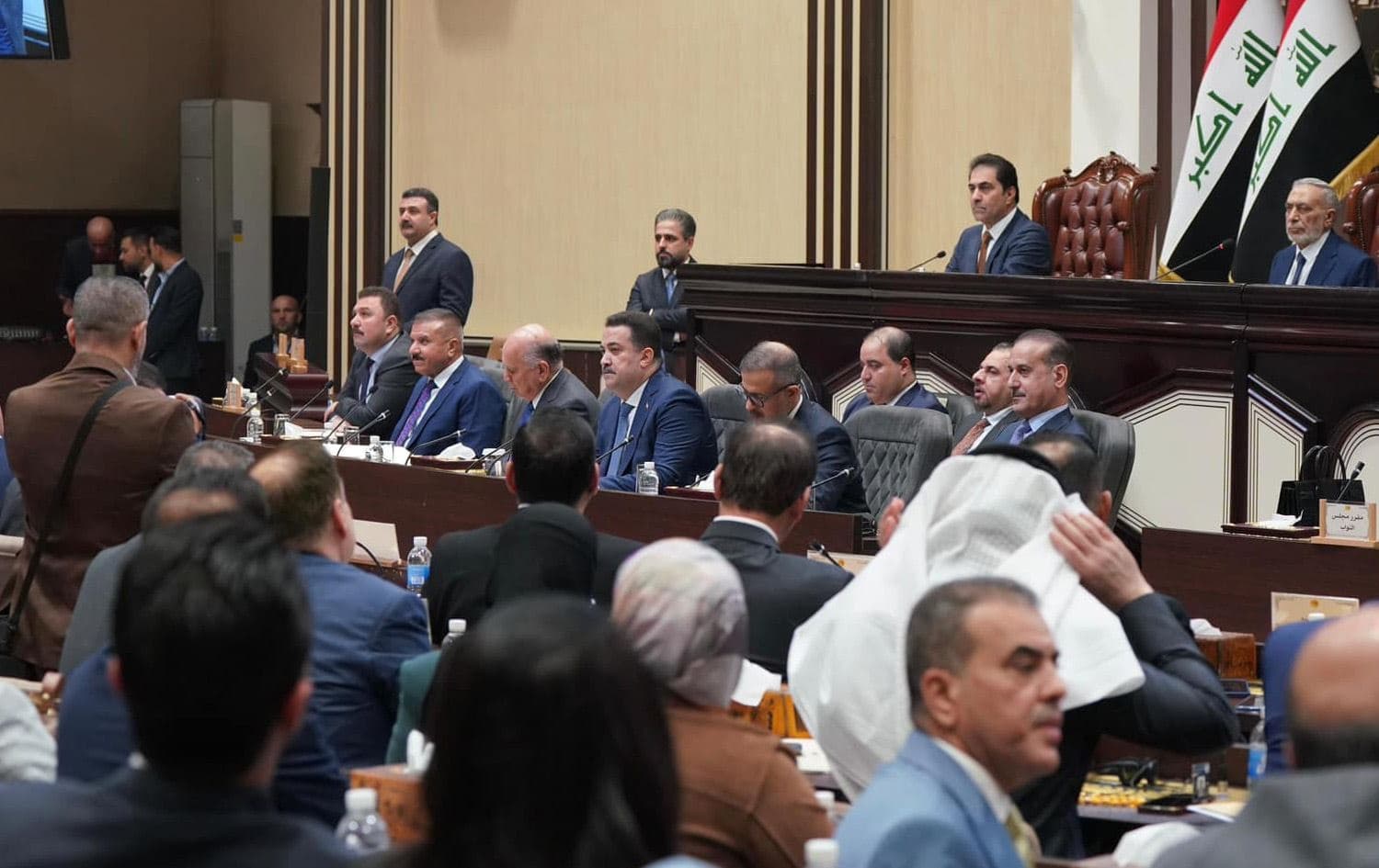 Irak Başbakanı Muhammed Şiya es-Sudani dün Irak Parlamentosunda gerçekleştirilen oturuma başkanlık ederek bütçe kanununda yapılan değişiklik ve Kürdistan’dan petrol ihracatına ilişkin konular hakkında konuştu. /Foto: Rûdaw