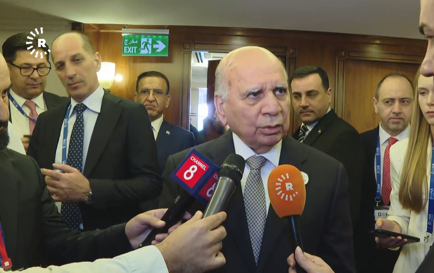 Iraqi FM Fuad Hussein speaking to reporters in Doha on December 7, 2024. Photo: Rudaw