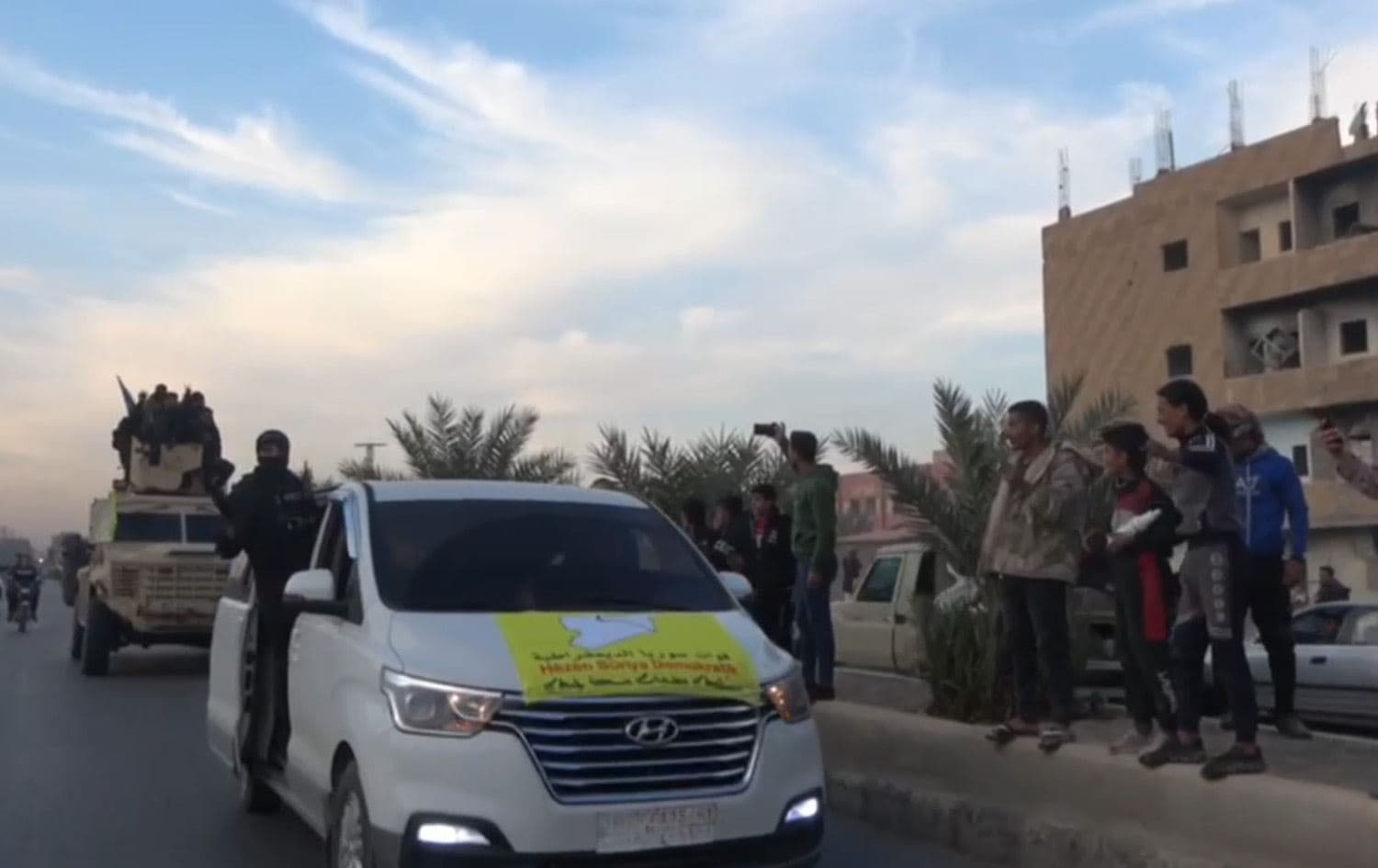 Screengrab from a video published by the Kurdish-led Syrian Democratic Forces (SDF) shows SDF fighters entering the city of Deir ez-Zor in eastern Syria after the withdrawal of regime forces and pro-Iran militias. Photo: SDF