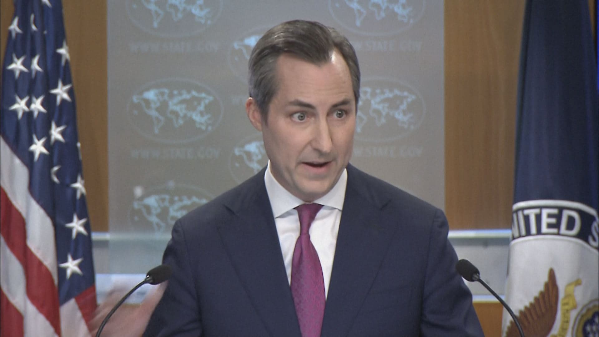 US State Department Spokesperson Matthew Miller speaking to reporters on December 10, 2024. Photo: AFP/screengrab