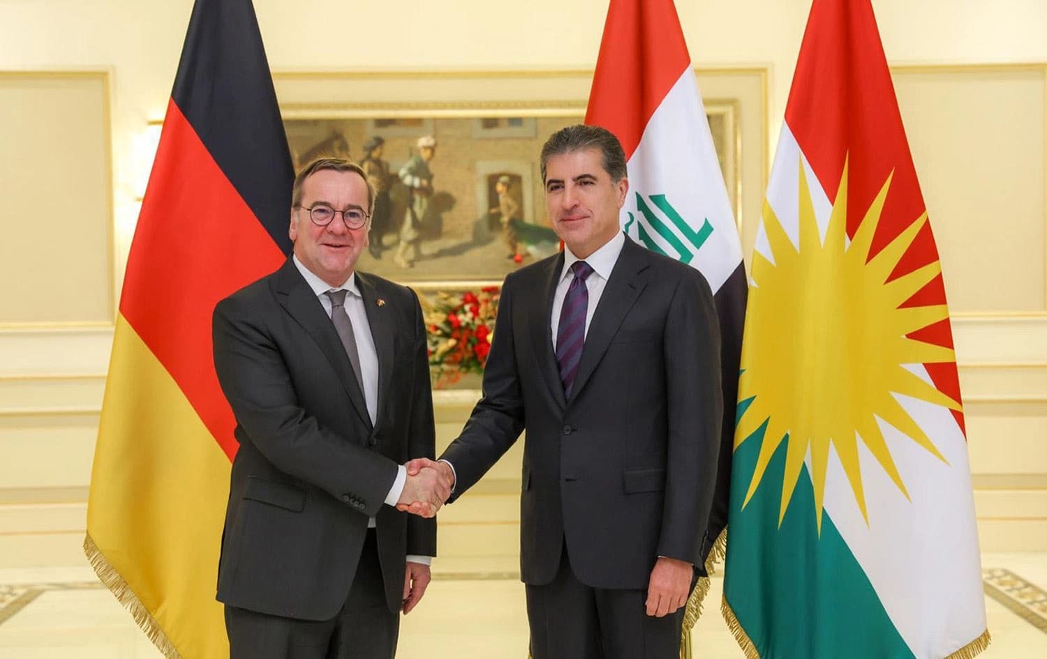 Kurdistan Region President Nechirvan Barzani (right) meeting with German Defense Minister Boris Pistorius in Erbil on December 12, 2024. Photo: Kurdistan Region Presidency 